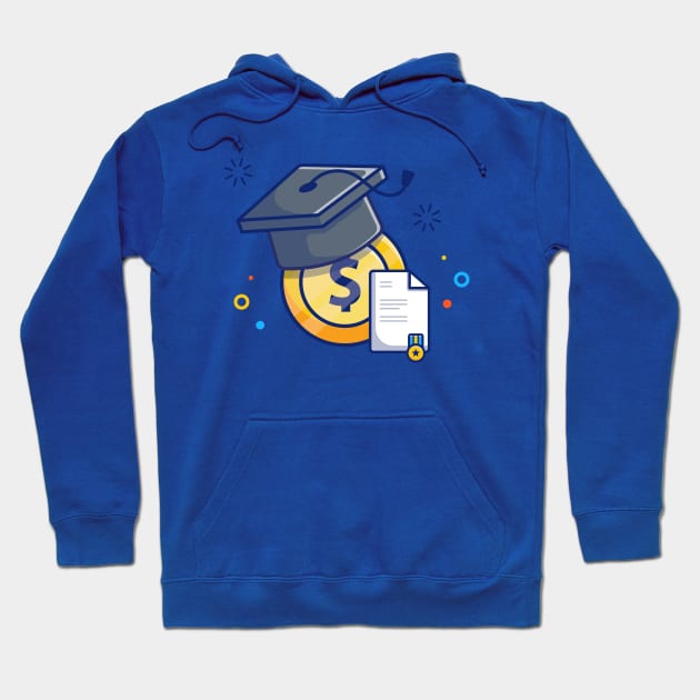 Scholarship, Certificate, Badge, Coin And Graduation Cap cartoon Hoodie by Catalyst Labs